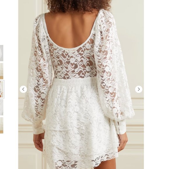 NWT LOVESHACKFANCY Alela cotton-blend corded lace mini dress - Picture 3 of 14